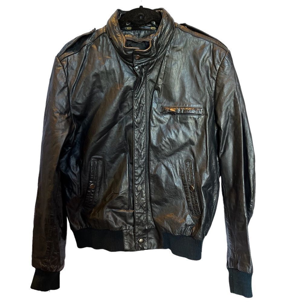 Men's Black Leather Jacket 40L Lined Reed Sportswear
